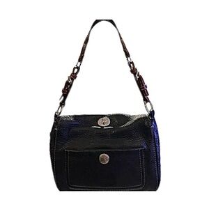 COACH Chelsea Black Pebbled Leather Turn-Lock Fold Top